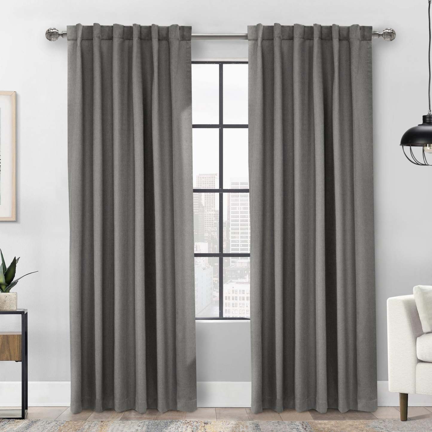 Baxter Silver Back Tab Curtain Panel - 52 X 84|Panneau de rideau à passants dissimulés Baxter argenté - 52 po x 84 po