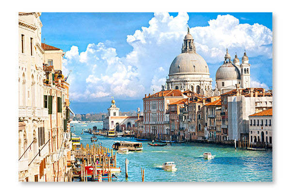 Venise, vue du Grand Canal, cadre mural et panneau de tissu 16 x 24 po | Venise, vue du Grand Canal 16 po x 24 po : Cadre d'art mural et panneau de tissu | D44G2UW7