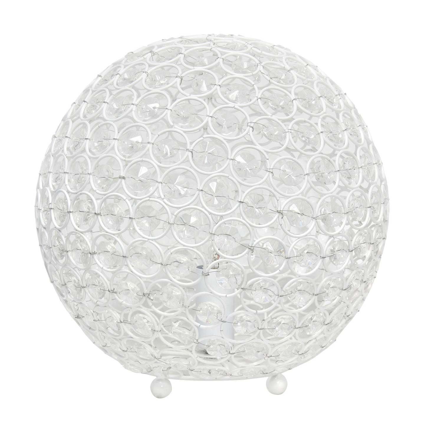 Lampe de table Elipse Elegant Designs balle de 10 po avec paillettes de cristal, blanche|D21SJLFF