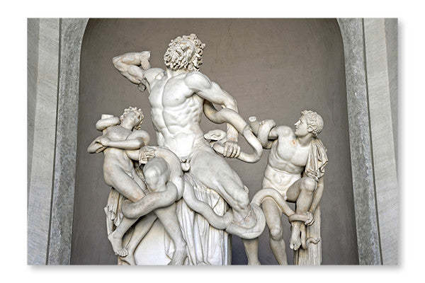 Statue de Laocoon et ses fils au musée du Vatican 28 x 42, cadre d'art mural et panneau en tissu | Statue de Laocoon et ses fils au Musée du Vatican 28 po x 42 po : Cadre d'art mural et panneau de tissu|D44GCY08