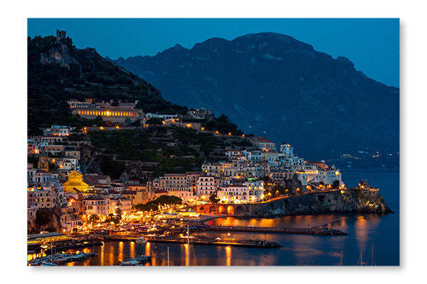 Amalfi City At Night 28x42 : Cadre d'art mural et panneau de tissu | D44GO51Y