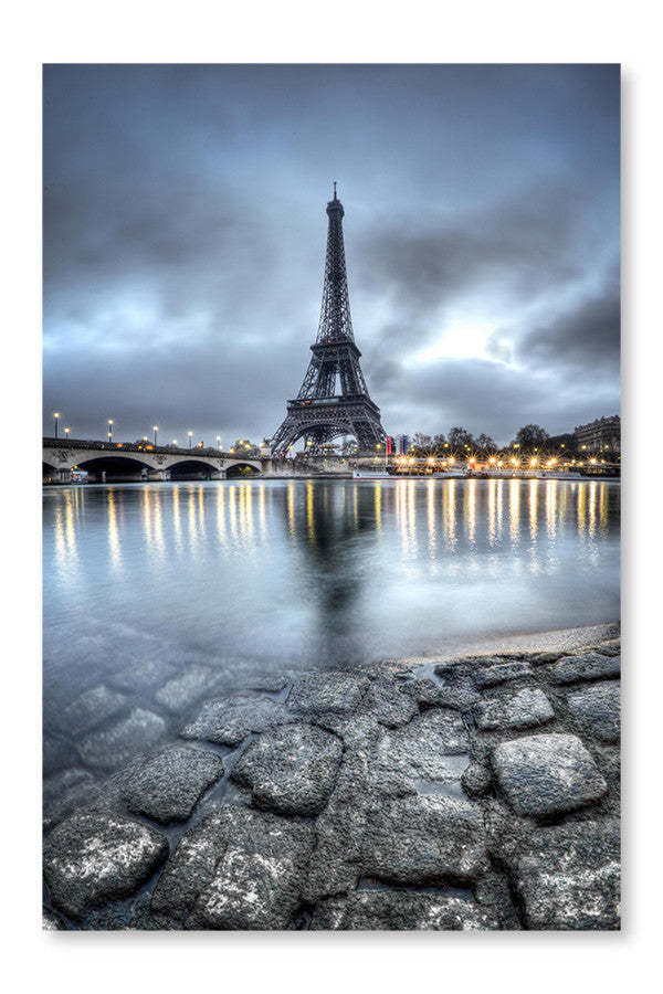 View Of Paris By Night - France 28x42 Wall Art Frame And Fabric Panel| View Of Paris By Night - France 28 po x 42 po : Cadre d'art mural et panneau de tissu|D44G78EK