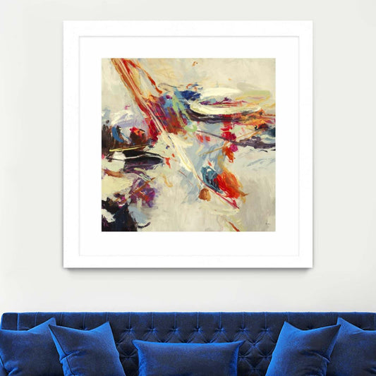 Positive Energy I Matted and Framed White 36x36 Wall Art|Œuvre d’art murale encadrée blanche et mate « Positive Energy I » 36 x 36