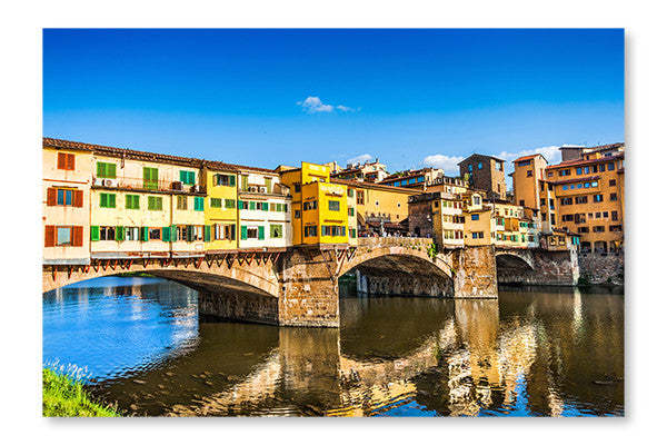 Tableau « Célèbre Ponte Vecchio avec l'Arno au coucher du soleil » (28 x 42 po) : cadre et panneau en tissu | D44GJL52