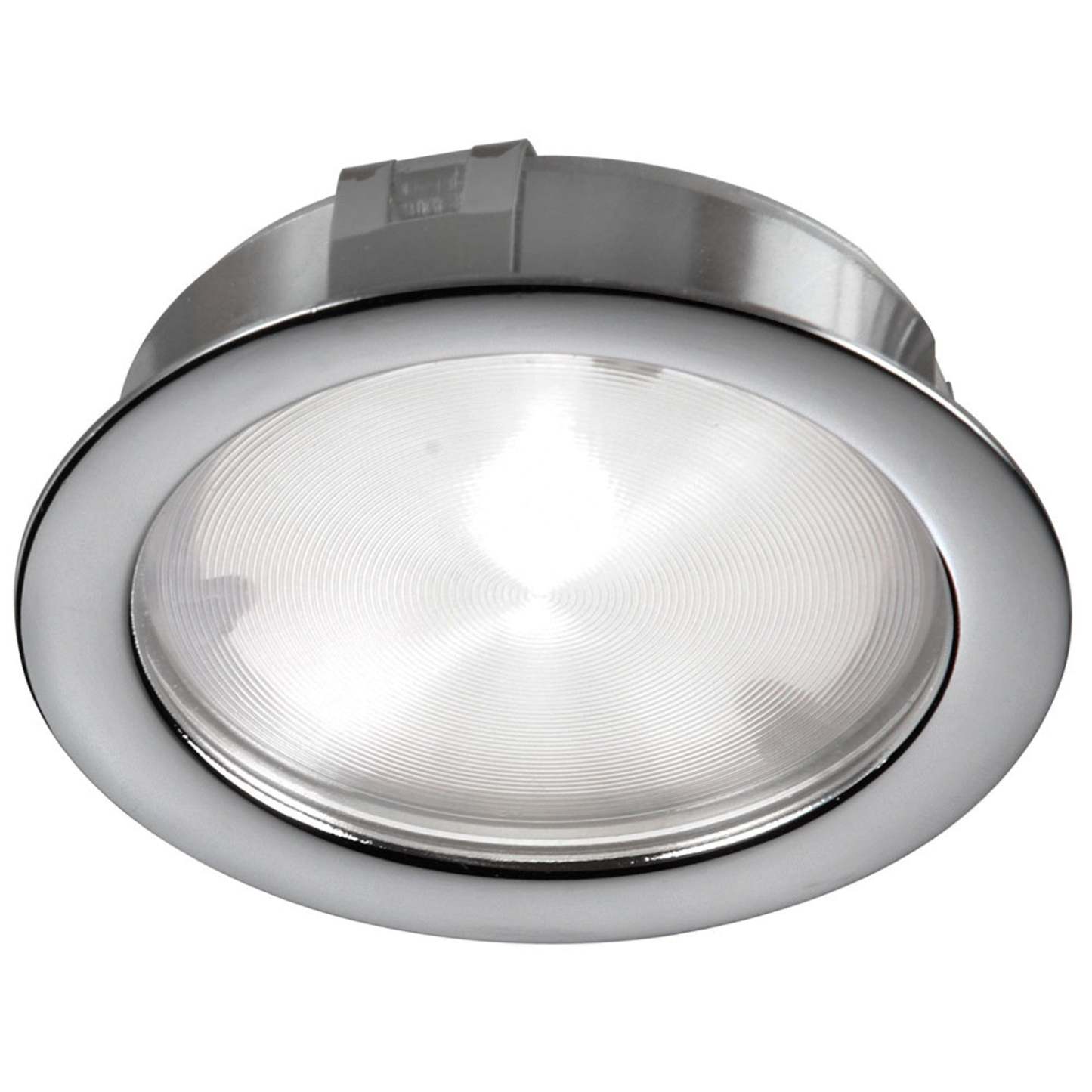 Dainolite Cree LED Puck Light 4w 24vdc Input 3000k Cri80+ 40° Beam Satin Chrome Lamp|Lampe en forme de disque Cree de Dainolite à faisceau lumineux de 40°, avec fini chromé satiné, ampoule à DEL de 4 W, entrée de 24 VCC, IRC80+ et 3 000 K