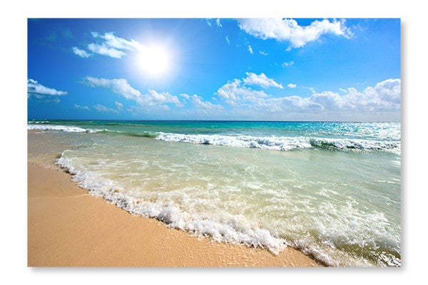 Cadre mural et panneau en tissu « Belle plage et mer » 16 x 24 po | Beautiful Beach And Sea 16 po x 24 po : Cadre d'art mural et panneau de tissu | D44GVG35