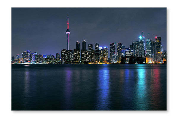 Toronto City At Night 28x42 : Cadre d'art mural et panneau de tissu | D44G0QSY