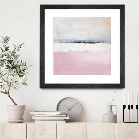 Œuvre d’art murale encadrée noire et mate « Pink Sea Abstract » 30 x 30