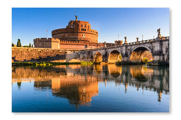 Castel Sant Angelo, Rome, Italie Cadre d'art mural et panneau en tissu 16 x 24 | Castel Sant Angelo, Rome, Italie 16 po x 24 po : Cadre d'art mural et panneau de tissu|D44G6OME