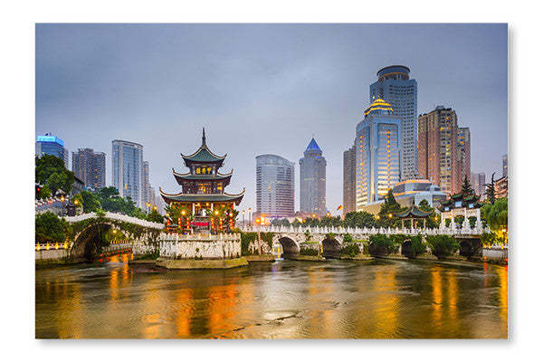 Guiyang, Chine Skyline 28x42 Cadre d’art mural et panneau en tissu| Guiyang, Chine Skyline 28 po x 42 po : Cadre d'art mural et panneau de tissu|D44GIJD9