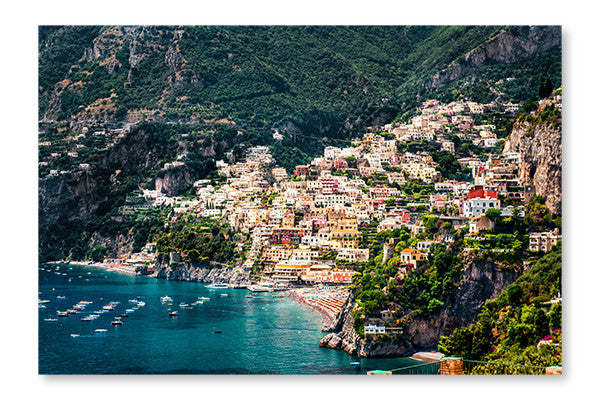 Superbe cadre mural et panneau en tissu « Côte amalfitaine » (16 x 24 po) | Amazing Amalfi Coast 16 po x 24 po : Cadre d'art mural et panneau de tissu | D44GY05O