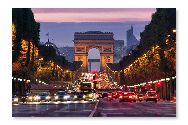 Paris, Champs-Élysées de nuit 16 x 24 po : Cadre d'art mural et panneau de tissu | D44GUUV5