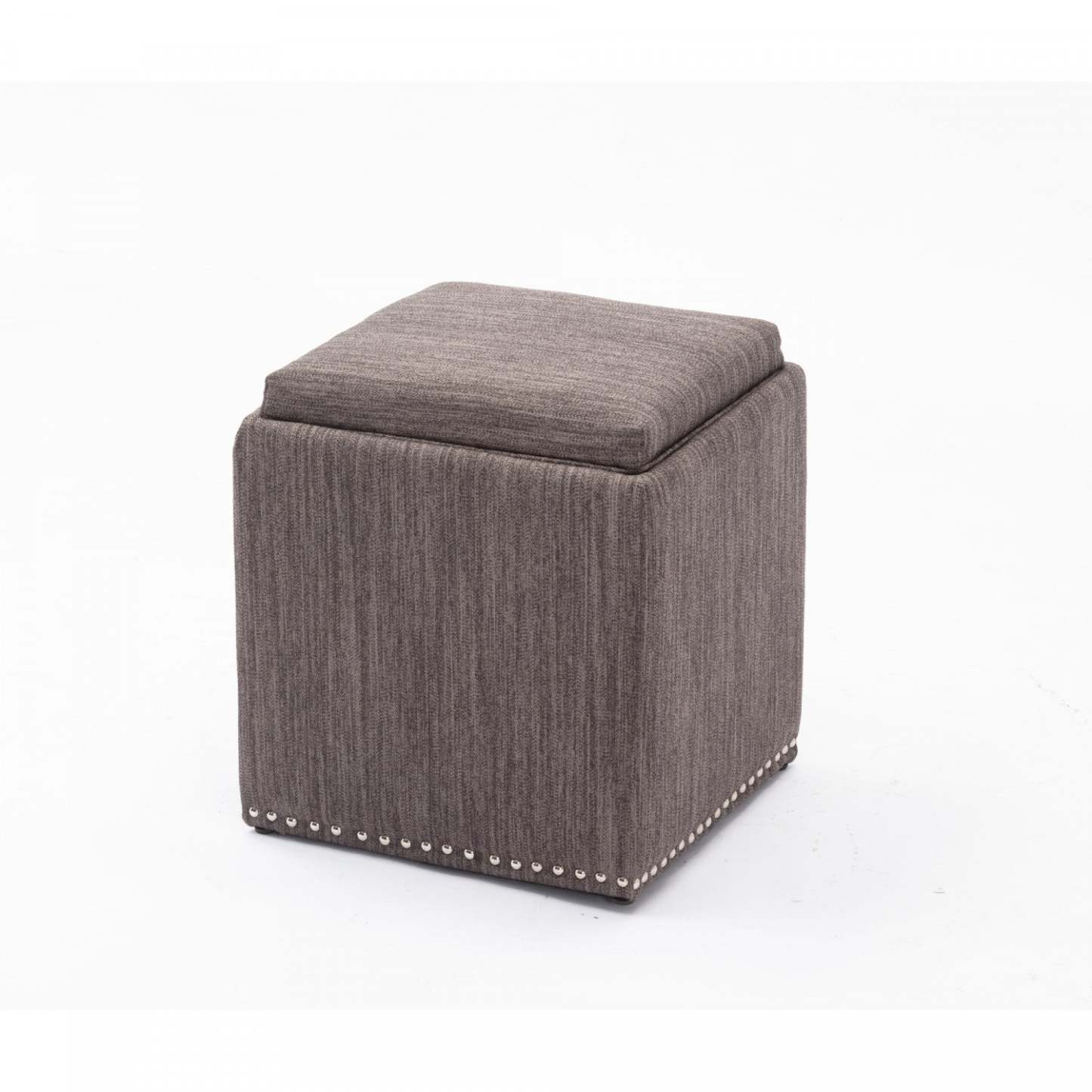Chase Fabric Ottoman with Flip Tray Lid Charcoal Grey Benches|Pouf Chase gris anthracite en tissu avec couvercle qui se retourne en plateau