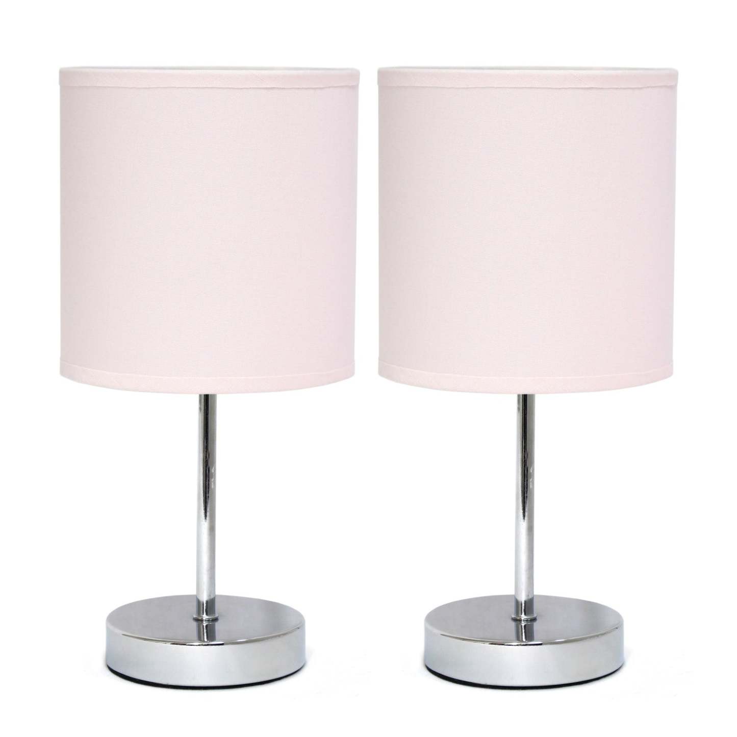 Simple Designs Chrome Mini Basic 2-piece Table Lamp Set - Blush Pink|Ensemble de 2 mini lampes de table de base de Simple Designs chromées - rose tendre