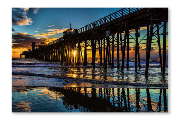 Cadre mural et panneau de tissu « Oceanside Pier At Sunset » 24 x 36 po | Oceanside Pier At Sunset 24 po x 36 po : Cadre d'art mural et panneau de tissu | D44G4IFI