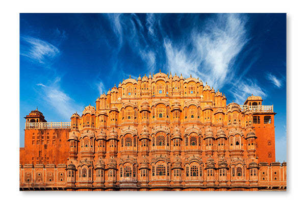 Hawa Mahal, Palais des Vents, Jaipur, Rajasthan : Cadre mural et panneau en tissu (28 x 42 po) | D44GJNUZ
