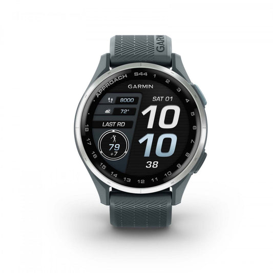 Garmin Approach S44 Amoled Montre Connectée de Golf - GPS, 43 000 Parcours Préchargés | Lunette en Aluminium Argent