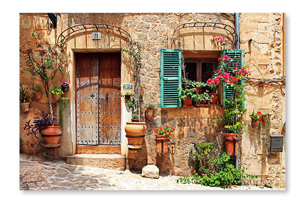 Rues charmantes du vieux Espagne : Cadre mural et panneau de tissu 16 x 24 po | Rues charmantes du vieux Espagne : Cadre mural et panneau de tissu | D44GV8AS