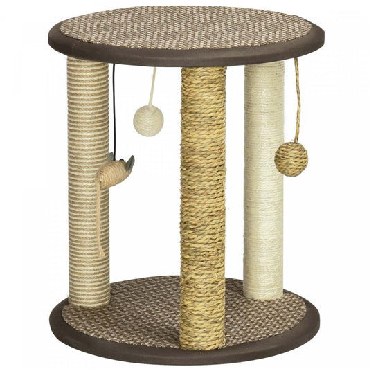 Pawhut 17 Arbre À Chat, Centre D'activités Avec Jouets Suspendus, Jouet D'escalade De Chat, Tour De