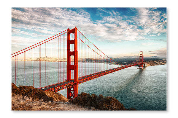 Pont du Golden Gate, San Francisco 28 x 42 po : Cadre d'art mural et panneau de tissu | D44G86L0