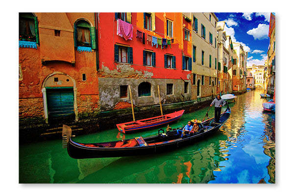 Tableau mural et panneau en tissu « Gondole de Venise » 28 x 42 po | Venice Gondola 28 po x 42 po : Cadre d'art mural et panneau de tissu | D44G9HND