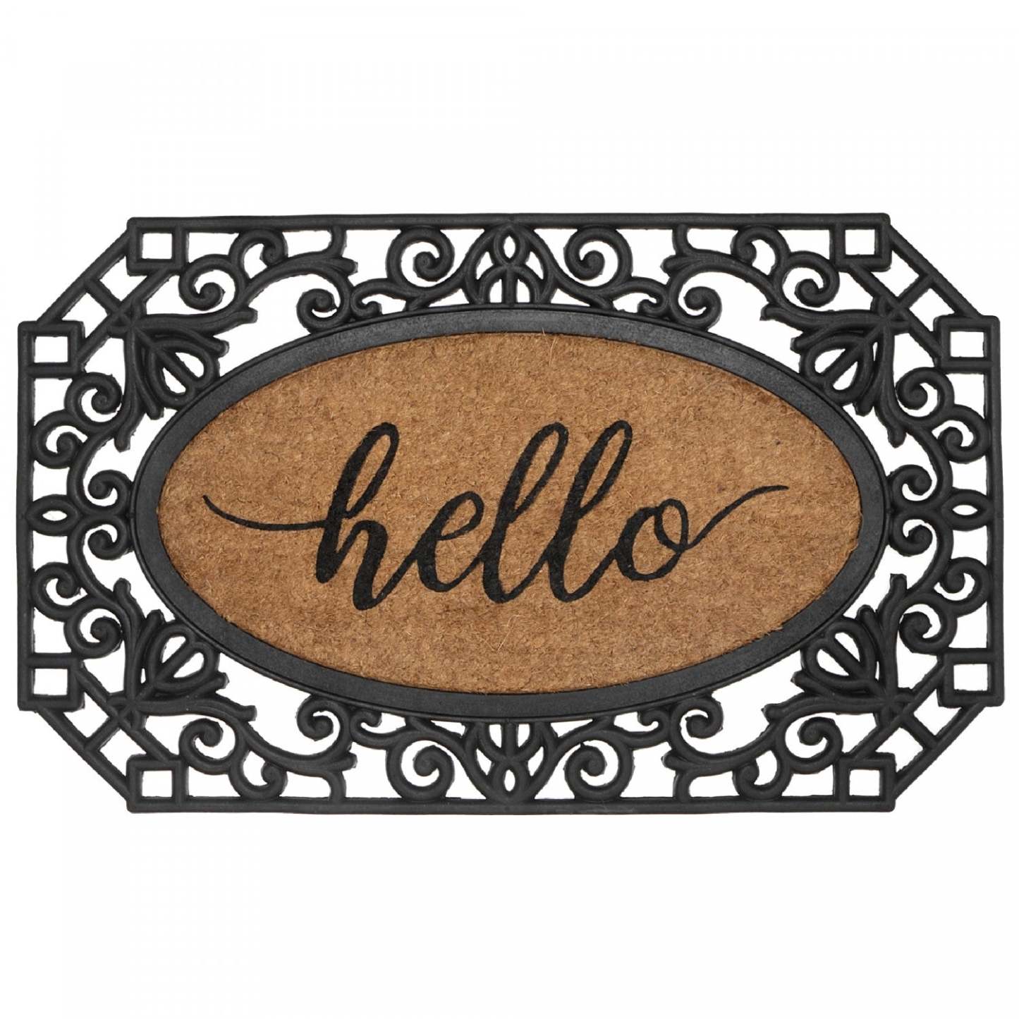 Tapis de sol en caoutchouc et tapis-brosse « Hello » - octogone