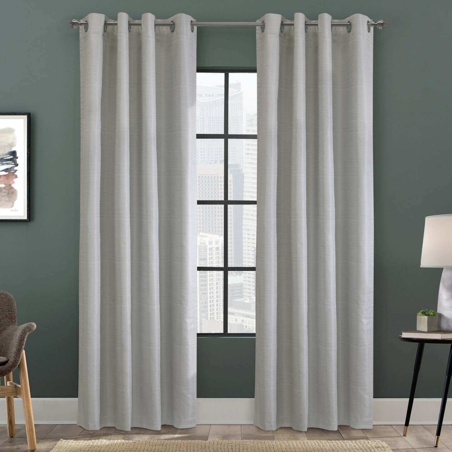 Solstice Oyster Grommet Curtain Panel - 52 X 84|Panneau de rideau à œillets Solstice de couleur huître - 52 po x 84 po