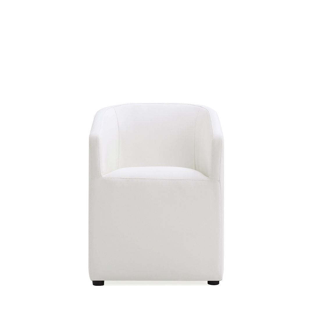 Manhattan Comfort Anna Modern Round Faux Leather Dining Chair - Cream|Chaise de salle à manger arrondie et moderne Anna de Manhattan Comfort en similicuir - crème