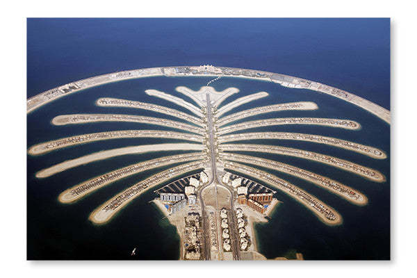 Jumeirah Palm Island Development In Dubai 28x42 po : Cadre d'art mural et panneau de tissu | D44GODGJ