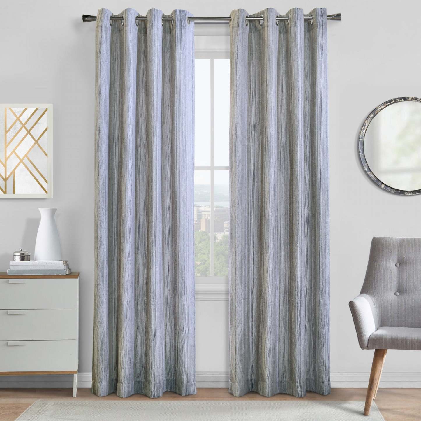 Fossil Grey Grommet Curtain Panel - 52 X 84|Panneau de rideau à œillets Fossil gris - 52 po x 84 po