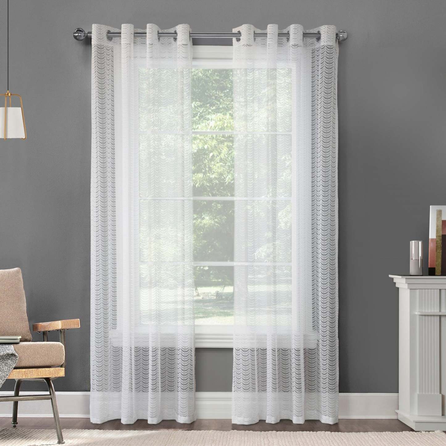 Ella White Grommet Curtain Panel - 52 X 95|Panneau de rideau à œillets Ella blanc - 52 po x 95 po