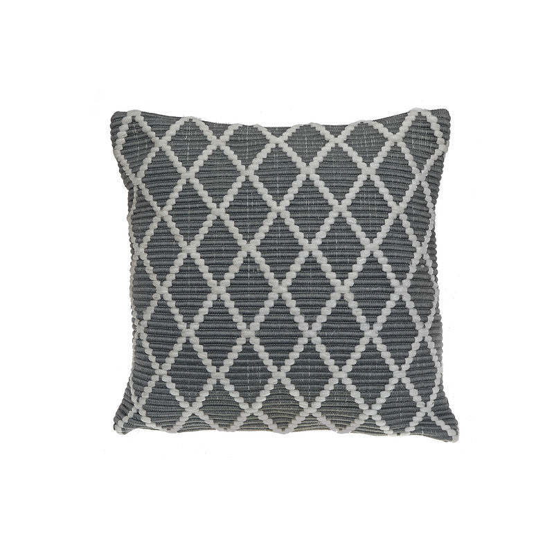 Ribbed Diamond Cushion Grey - Set de 2|Coussin tricoté gris à motif de diamants - ensemble de 2