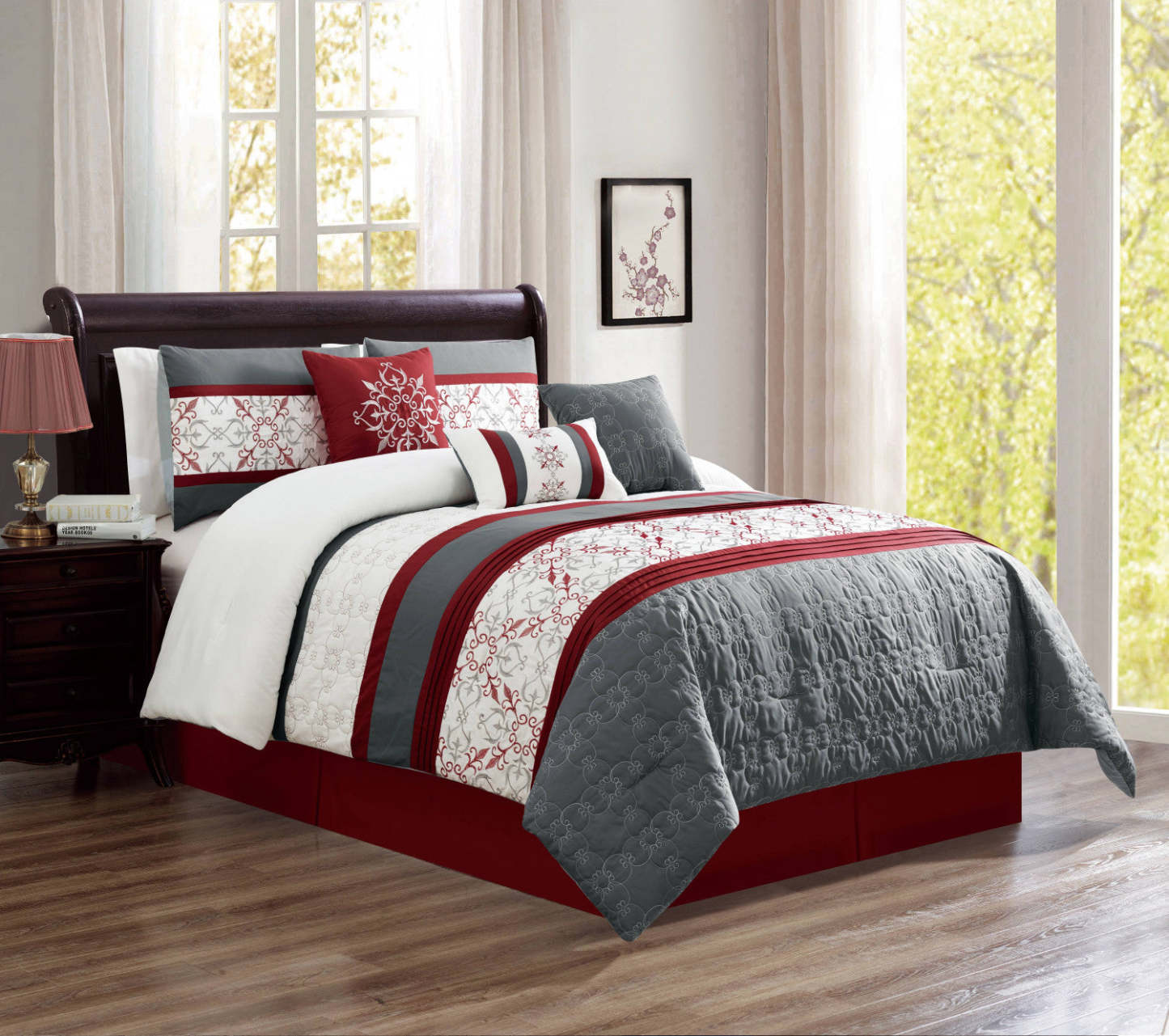 Lampa 7-Piece King Comforter Set - Red|Ensemble d'édredon Lampa 7 pièces pour très grand lit - rouge|D2CLQL76