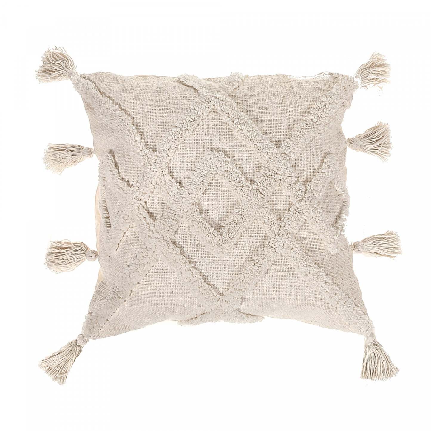Cotton Slub Yarn Cushion Annex Ivory - Set of 2 Cushions|Coussin en coton en fil flammé ivoire à motif entrecroisé - ensemble de 2 coussins