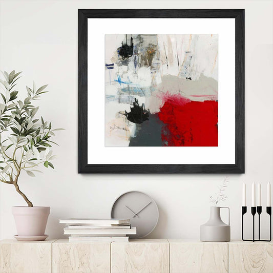 Œuvre d'art murale sur toile encadrée noire « La montagne vient à vous » 30 x 30