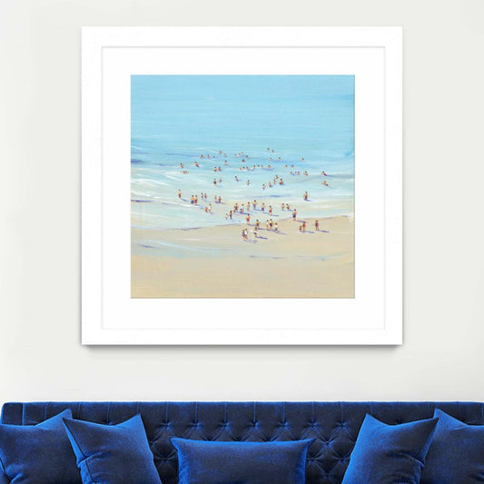 Beach Day I Matted and Framed White 36x36 Wall Art|Œuvre d’art murale encadrée blanche et mate « Beach Day I » 36 x 36