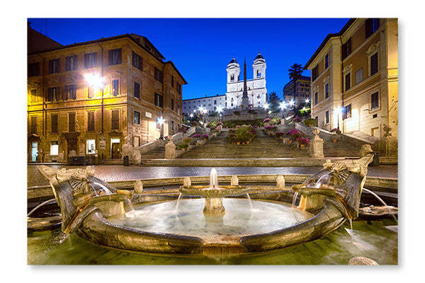 Escalier d'Espagne, Rome - Italie 28 x 42 po : Cadre d'art mural et panneau de tissu | D44G66IH
