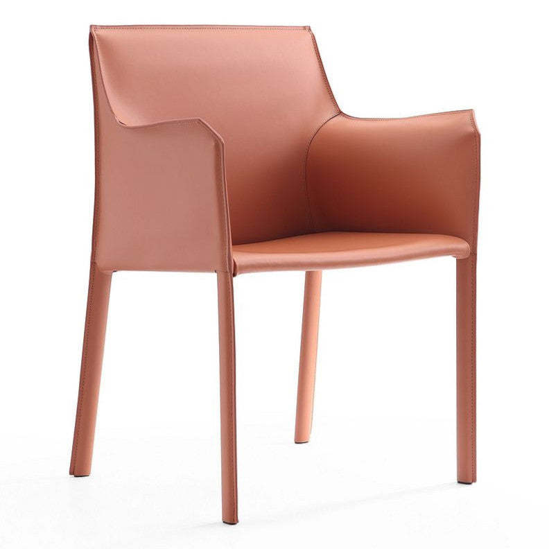 Manhattan Comfort Paris Saddle Leather Dining Chair - Clay|Chaise de salle à manger Paris de Manhattan Comfort en cuir à équipement - argile