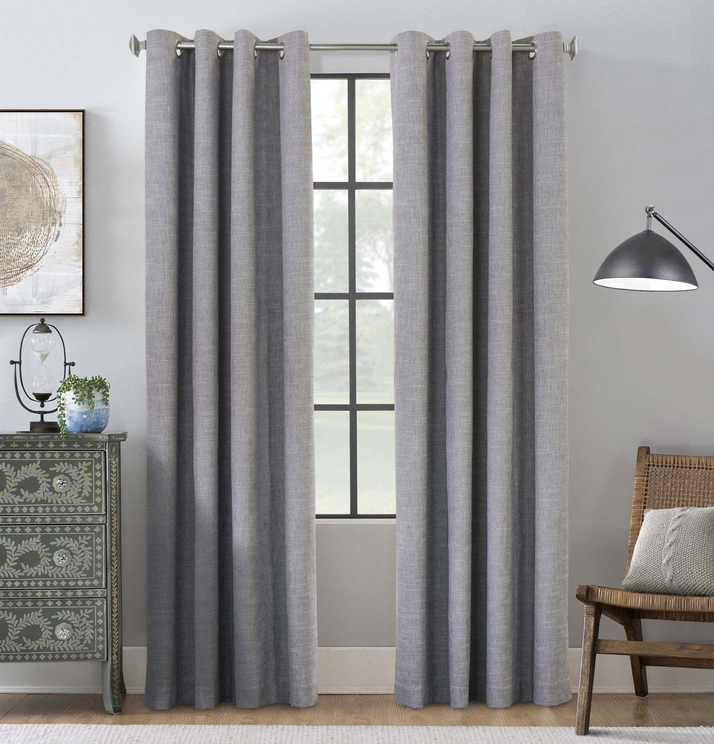 Maya Grey Grommet Curtain Panel - 52 X 95|Panneau de rideau à œillets Maya gris - 52 po x 95 po