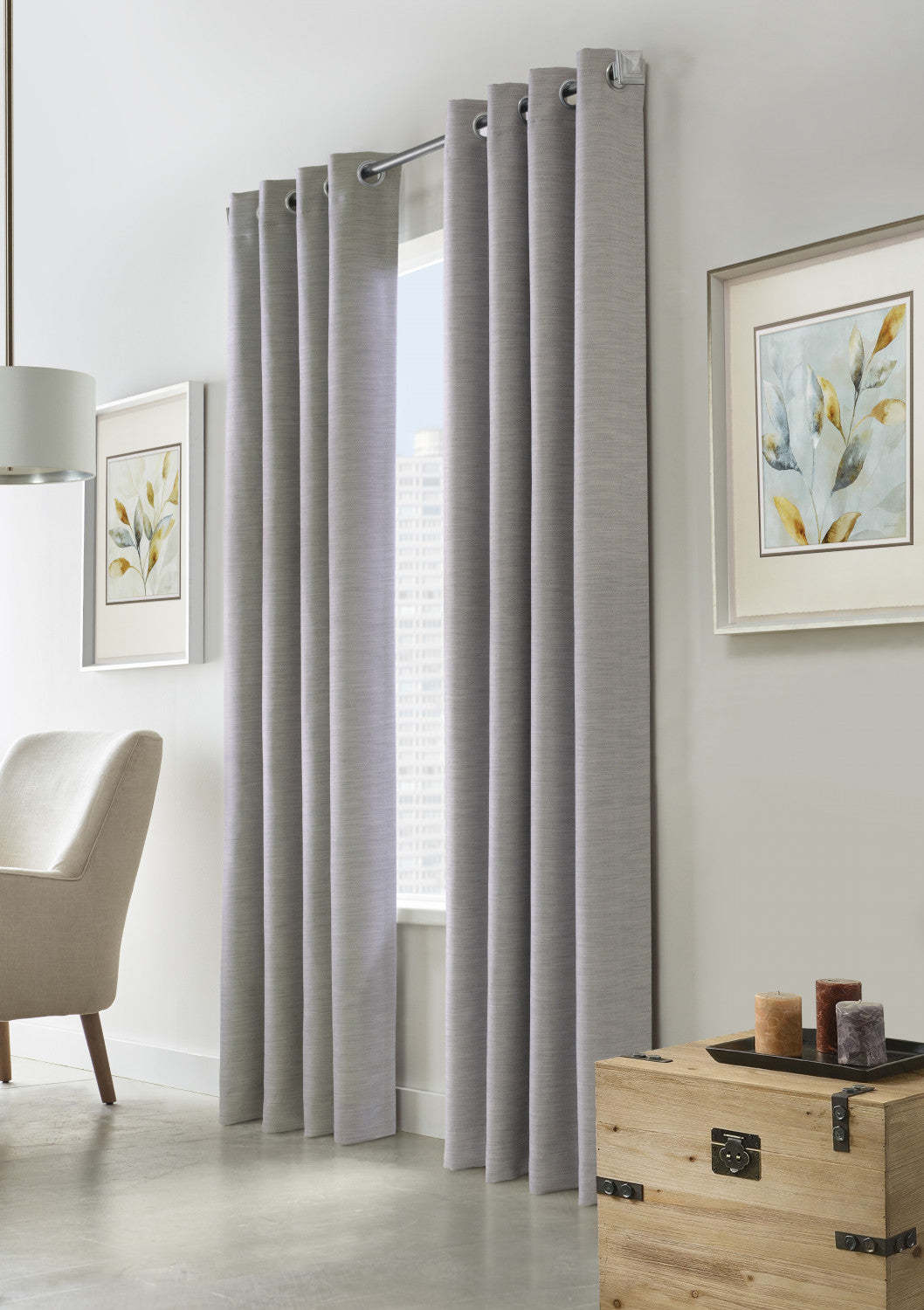 Rockhampton Silver Grommet Curtain Panel - 52 X 95|Panneau de rideau à œillets Rockhampton argenté - 52 po x 95 po