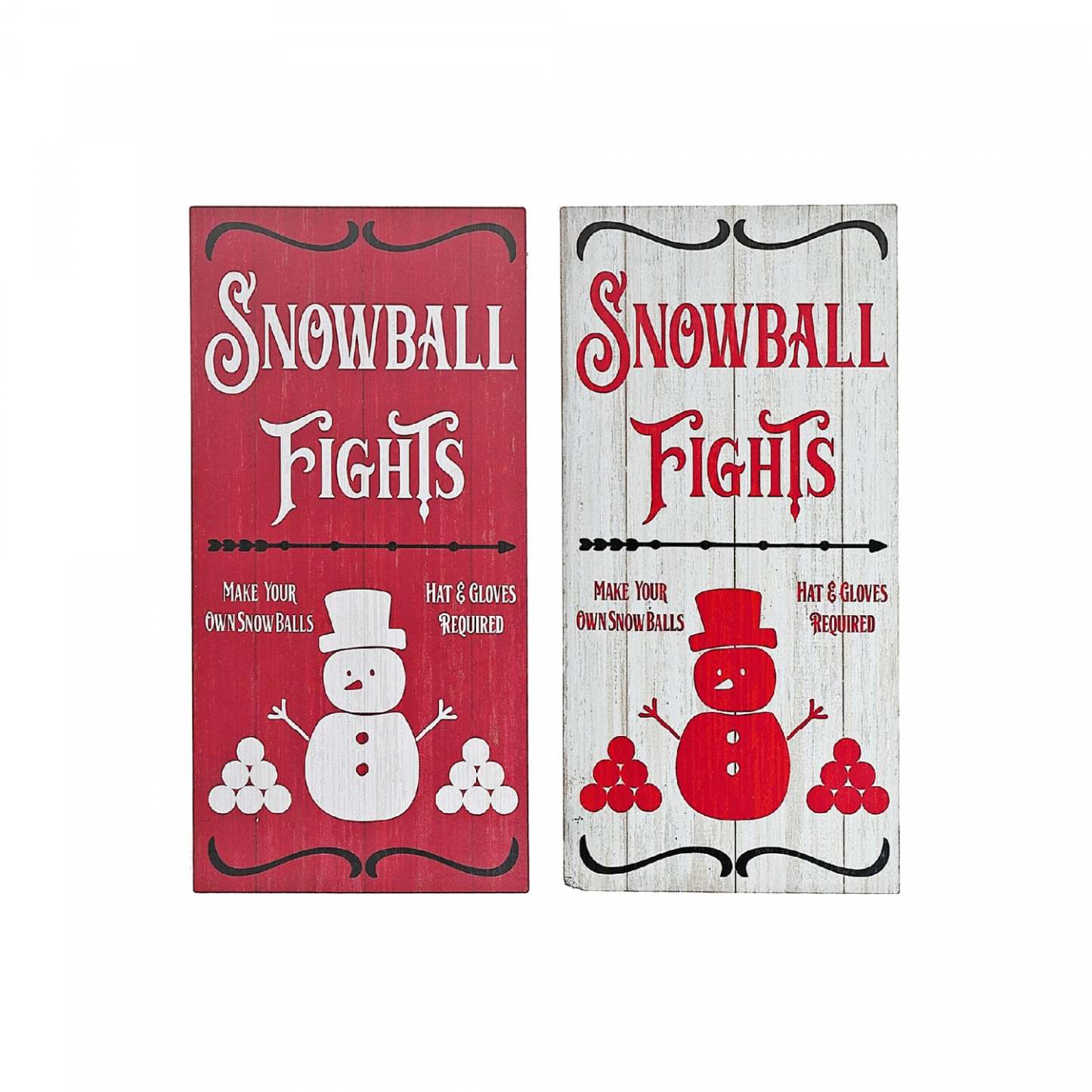 Printed Snowball Fights Sign - Set of 2|Panneau imprimé « Snowball Fights » - ensemble de 2