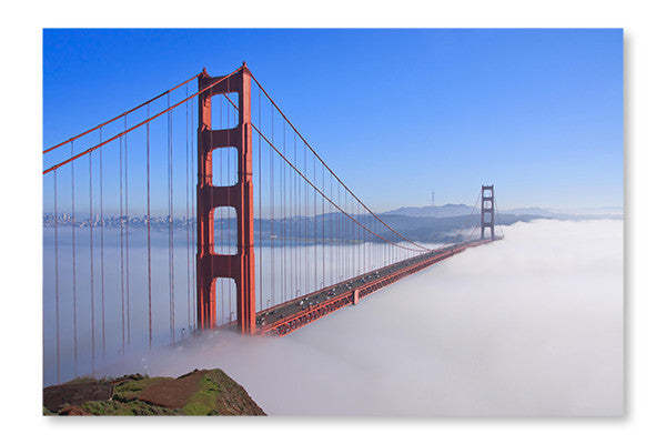 Pont du Golden Gate de San Francisco dans le brouillard 2 : Cadre mural et panneau de tissu 16 x 24 po | Pont du Golden Gate de San Francisco dans le brouillard 2 : Cadre mural et panneau de tissu | D44GOT9P