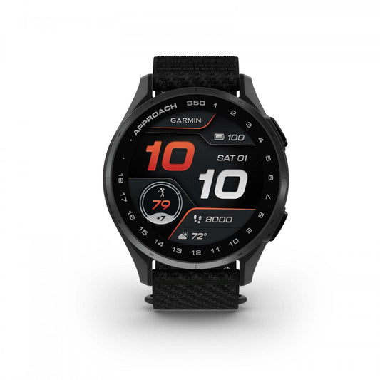 Garmin Approach S50 Amoled Montre Connectée de Golf - Gps, 43 000 Parcours Préchargés | Lunette en Aluminium Ardoise