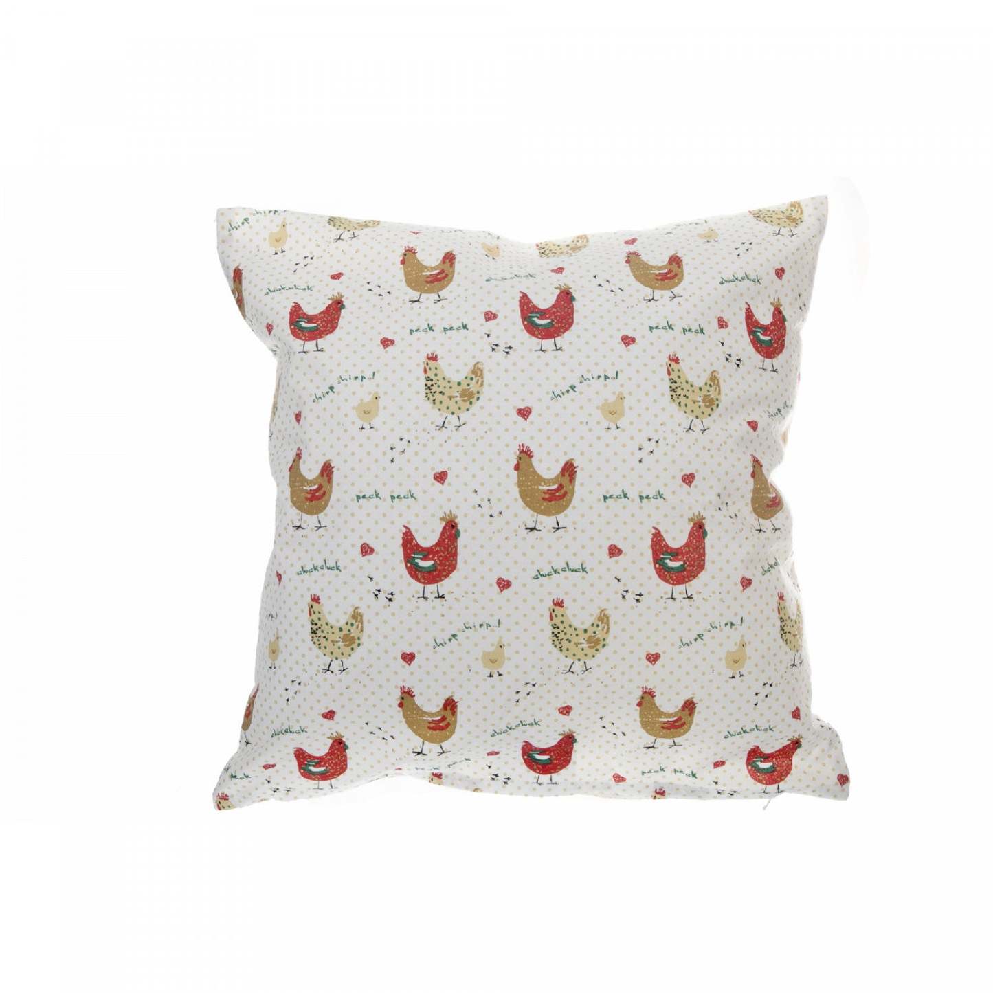 Cotton Cushion 18 x 18 Farmhouse Chicken - Set of 2 Cushions|Coussin 18 po x 18 po en coton orné de poules à la ferme - ensemble de 2 coussins