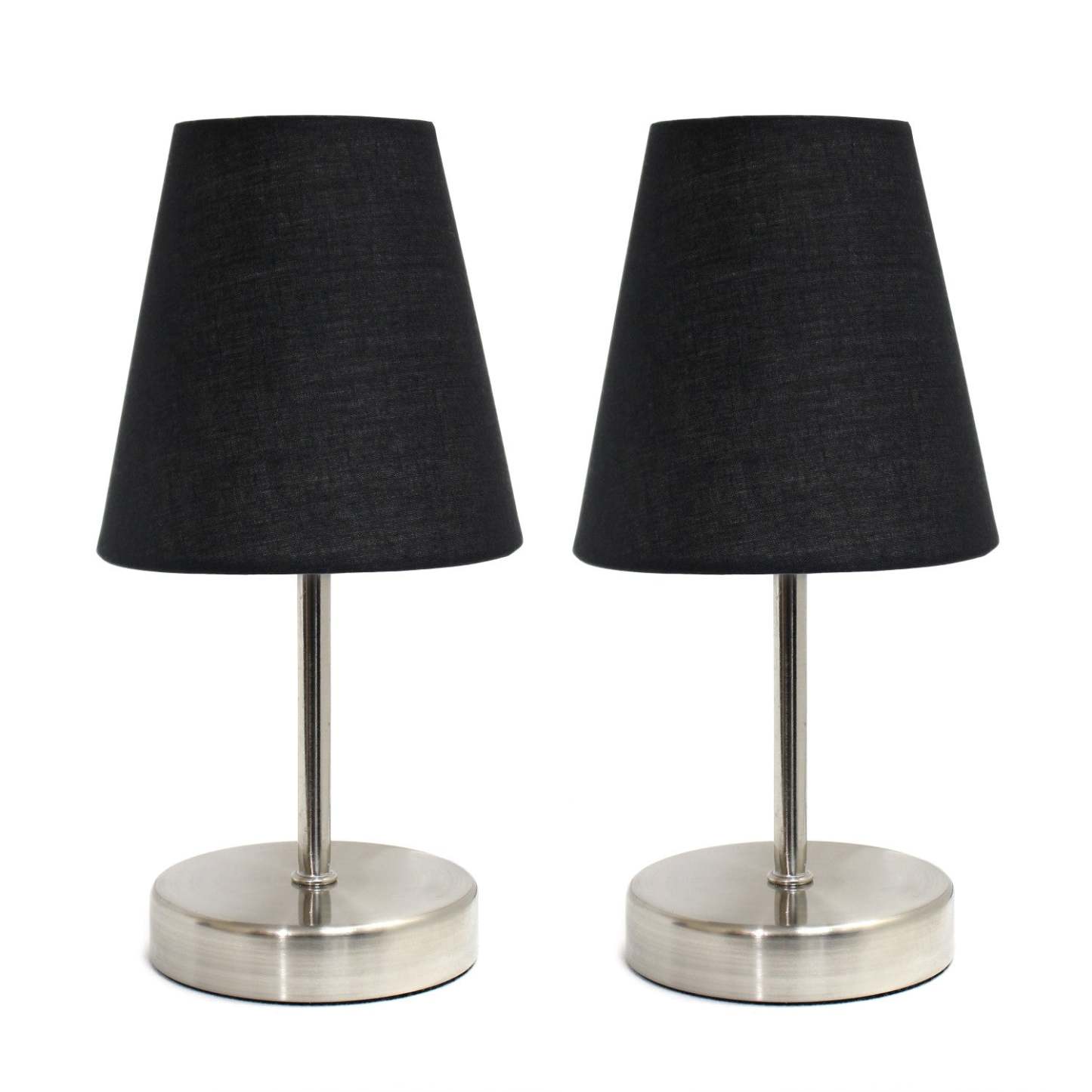 Ensemble de 2 lampes de table Simple Designs Sand Nickel Mini Basic - Noir|Ensemble de 2 mini lampes de table de base de Simple Designs nickel sable - noir