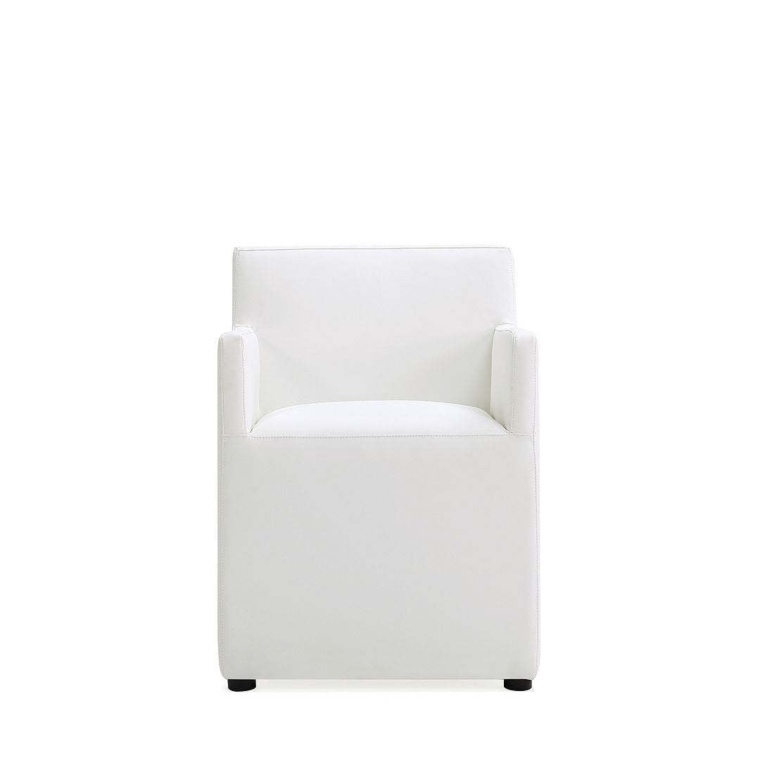 Manhattan Comfort Anna Modern Square Faux Leather Armless Dining Chair - Cream|Chaise de salle à manger carrée et moderne sans accoudoirs Anna de Manhattan Comfort en similicuir - crème