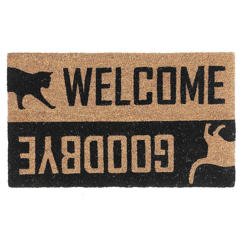 Paillasson en fibre de coco Chat - Welcome/goodbye Floormat|Paillasson en fibre de coco « Bienvenue » et « Au revoir »