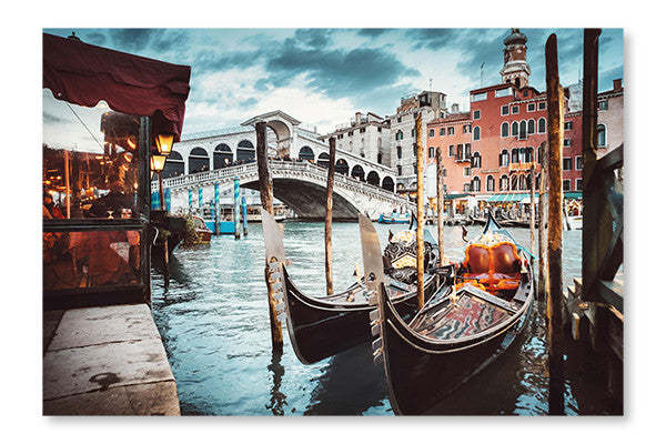 Cadre d’art mural et panneau en tissu Rialto Bridge View 24x36| Vue du pont Rialto 24 po x 36 po : Cadre d'art mural et panneau de tissu|D44G3QR8