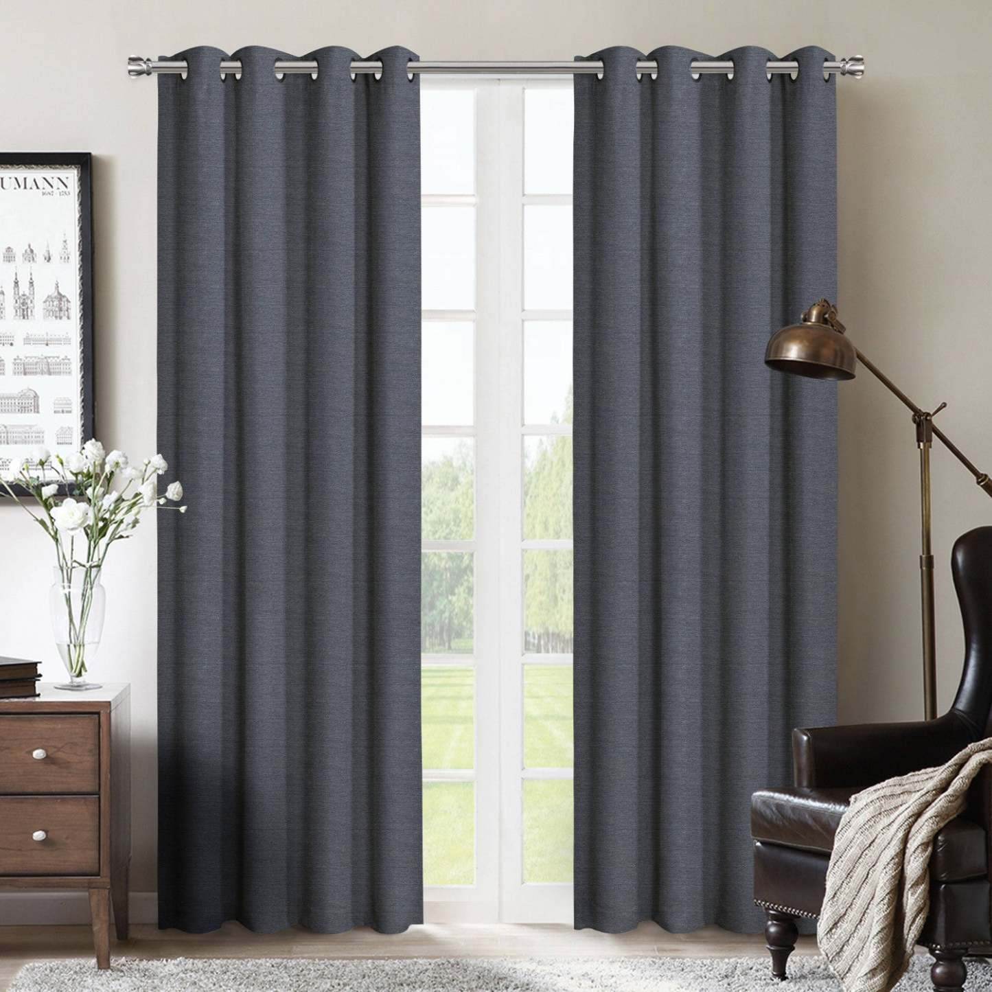 Sandia 54 po x 84 po à œillets (ensemble de 2) - bleu|Rideau à œillets Sandia 54 po x 84 po (ensemble de 2) - bleu|D2E30SAU