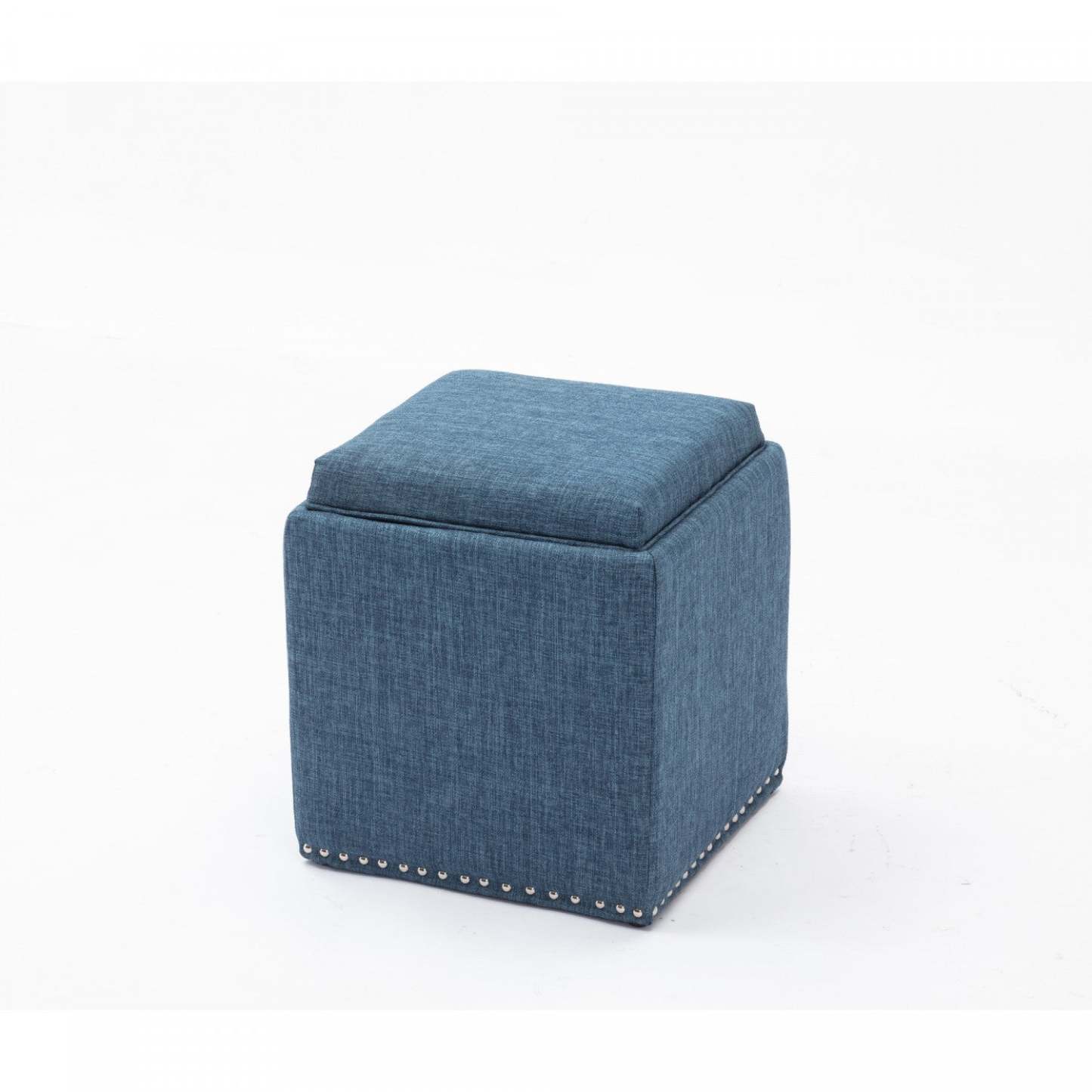 Chase Fabric Ottoman with Flip Tray Lid Blue Benches|Pouf Chase bleu en tissu avec couvercle qui se retourne en plateau